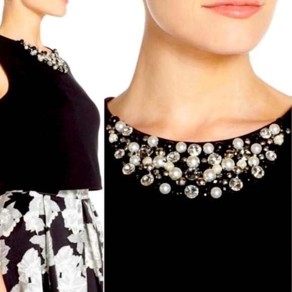 EUC SZ 4 Eliza J Embellished Black Crop Top - Picture 1 of 5